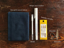 Load image into Gallery viewer, Sashiko starter kit | white or navy, hanafukin, sashiko kit - SASHIKO.LAB