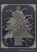 Load image into Gallery viewer, SASHIKO TREE / Hitomezashsi Sashiko Christmas tree with 14 patterns! - SASHIKO.LAB