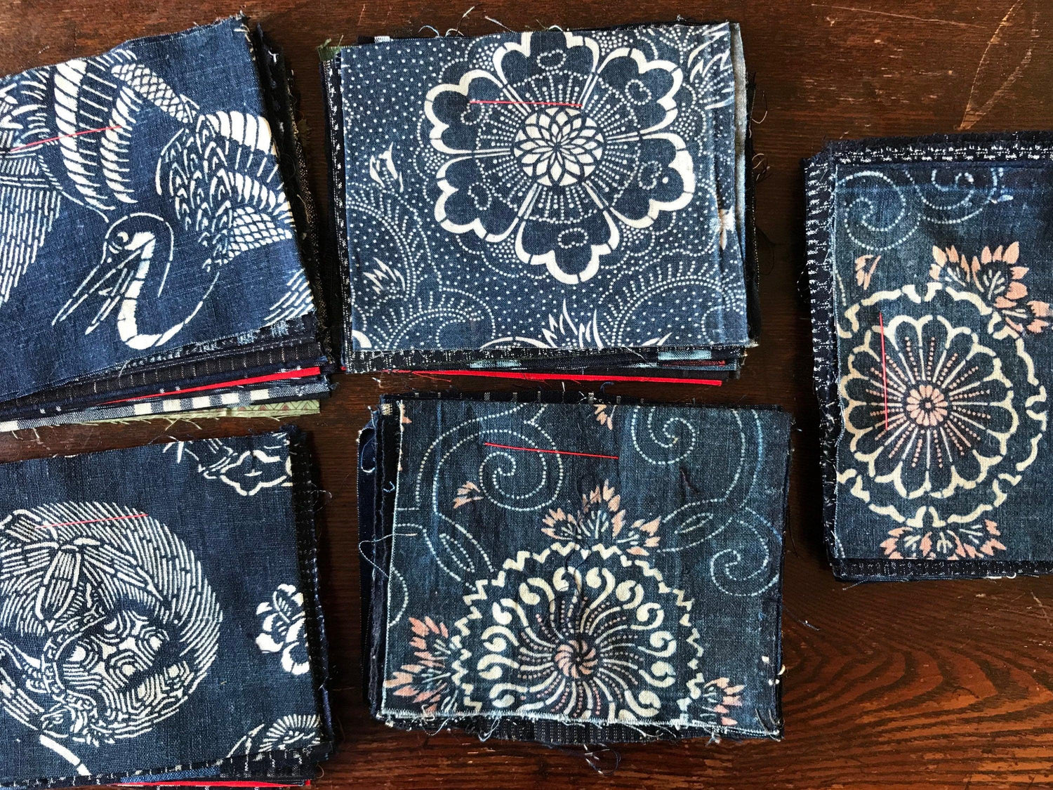 Japanese Vintage Cotton Fabric Assorted Pack / Indigo dyed, Kasuri, Shima, Katazome - SASHIKO.LAB